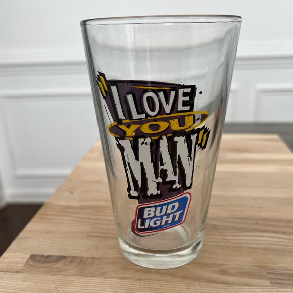 Bud Light I Love You Man Pint Beer Glass Vintage Excellent Condition - Picture 1 of 4
